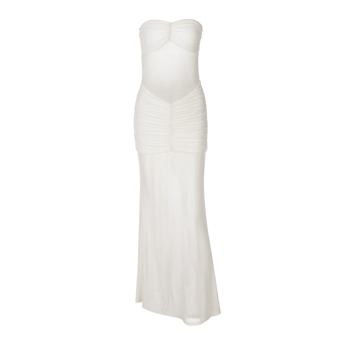 Mesh Stitching Dress Summer Women Sexy off Neck Tube Top Dress