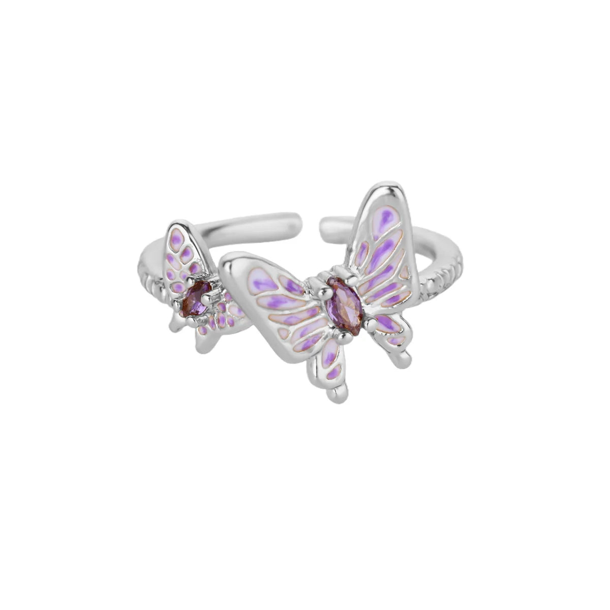 Zircon Butterfly Stainless Steel Ring