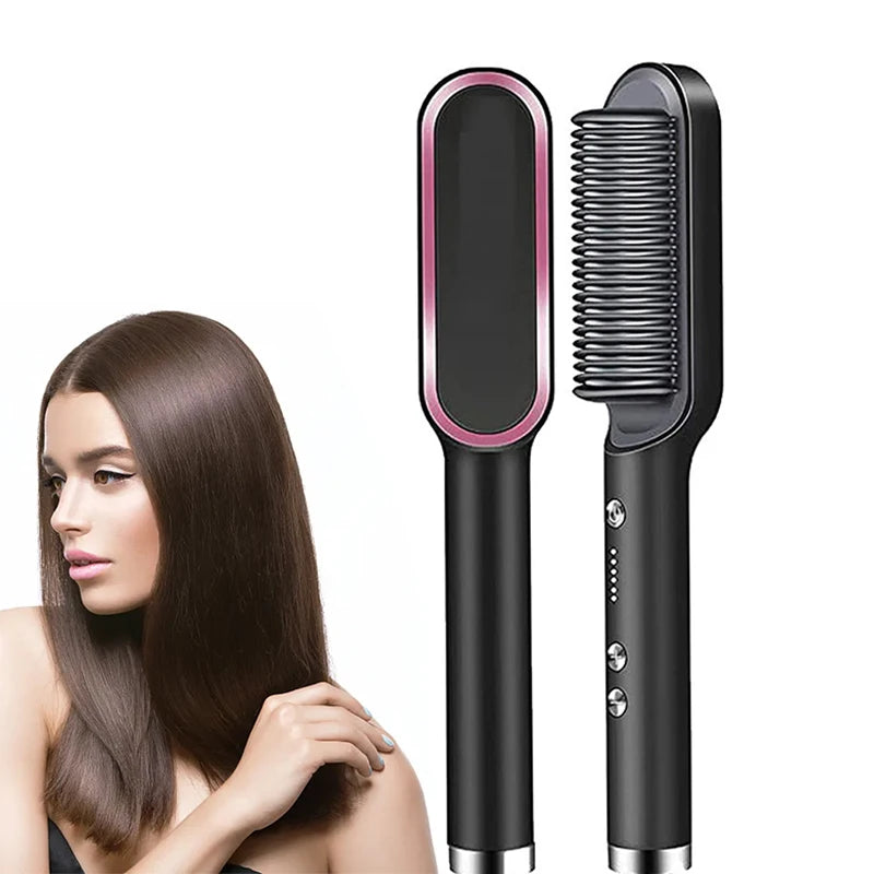 Professional Anti-Scald Hair & Beard Straightener Comb – Quick Heat, Safe Styling