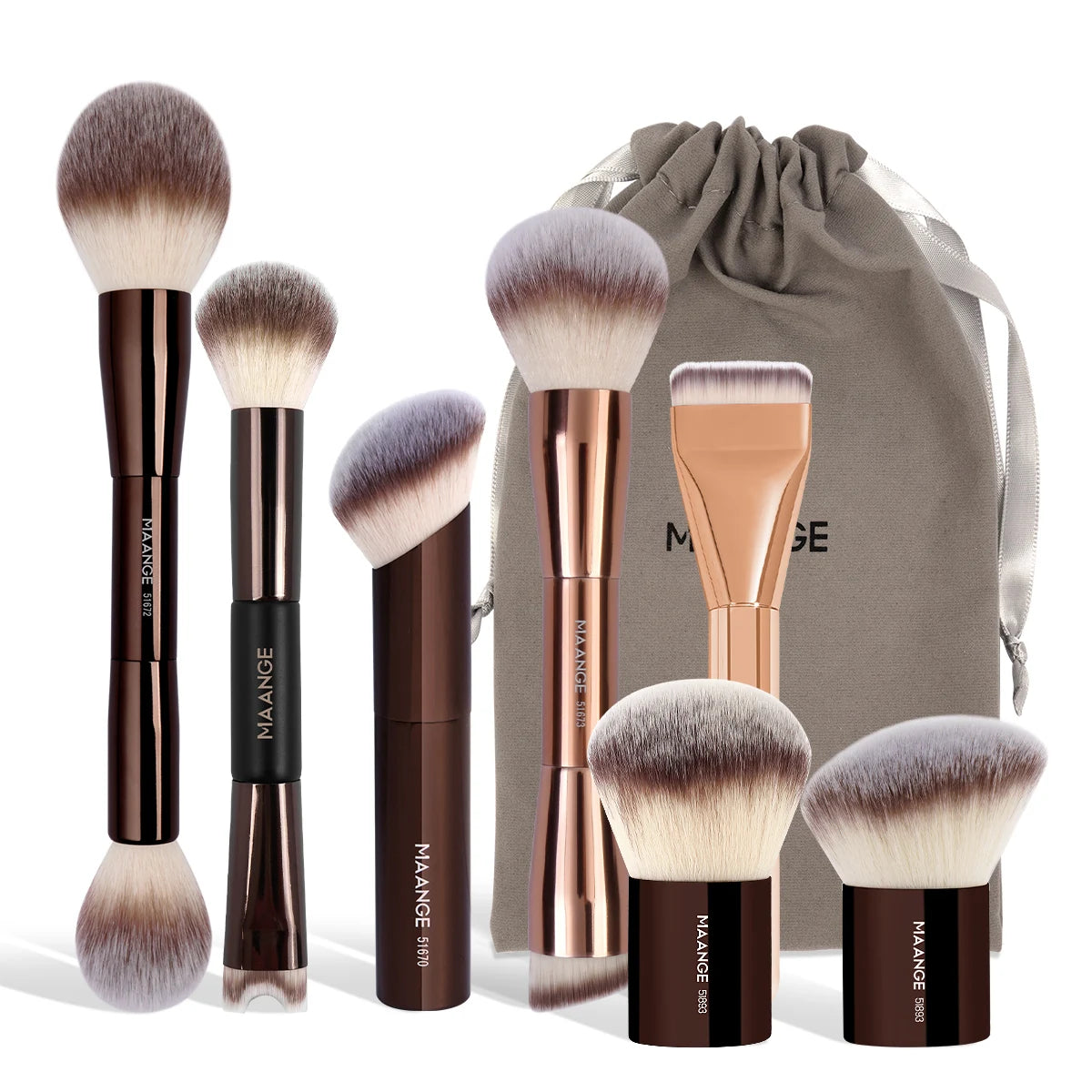 MAANGE 7PCS Dual-Ended Makeup Brush Set