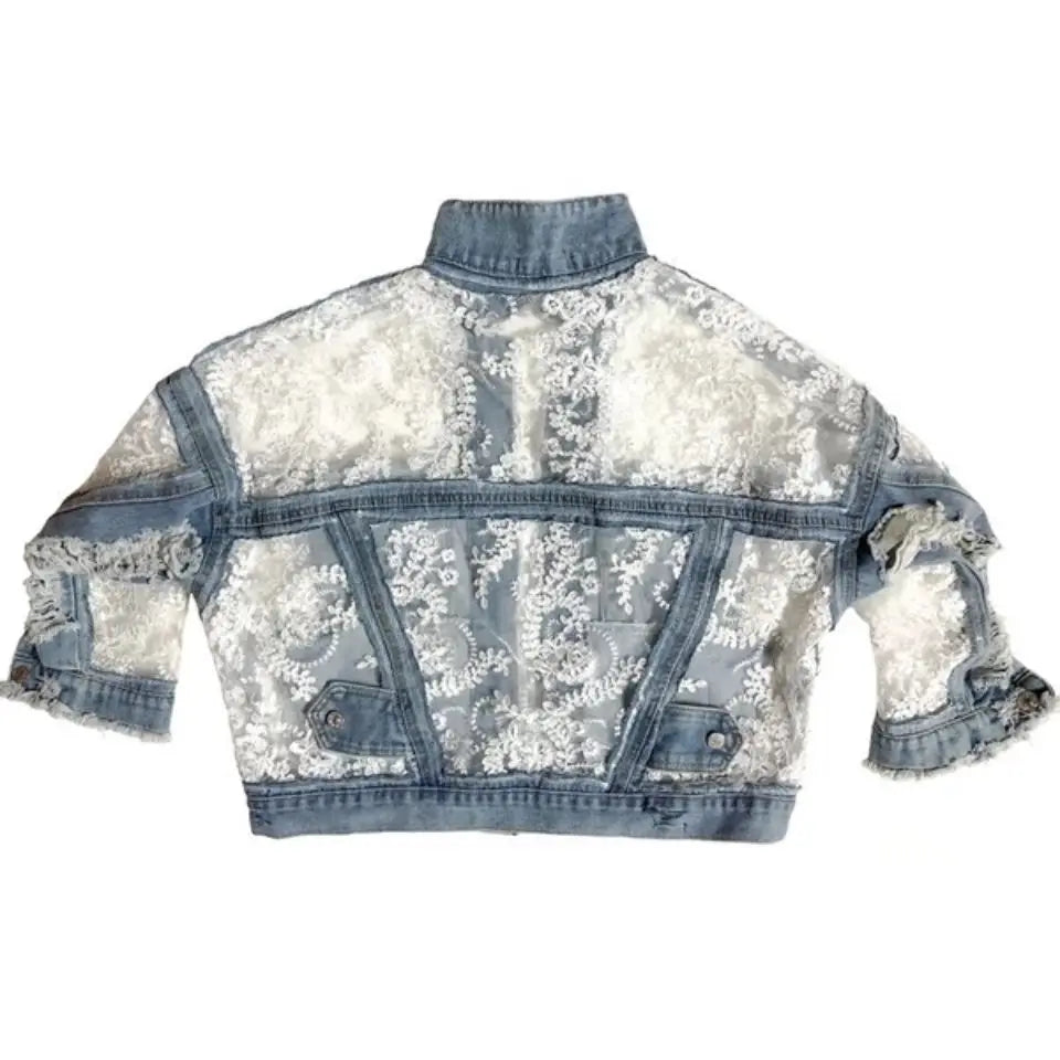 Chic 3D Floral Embroidered Denim Jacket