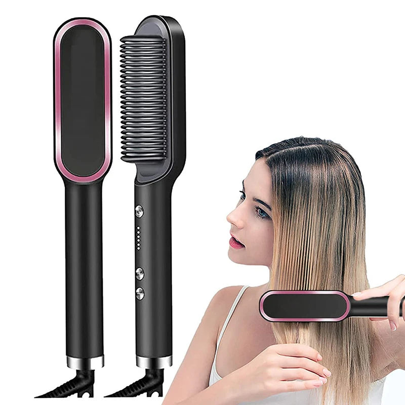 Professional Anti-Scald Hair & Beard Straightener Comb – Quick Heat, Safe Styling
