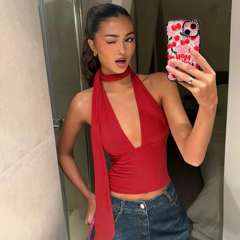 Sexy Backless Halter Tank Top for Women