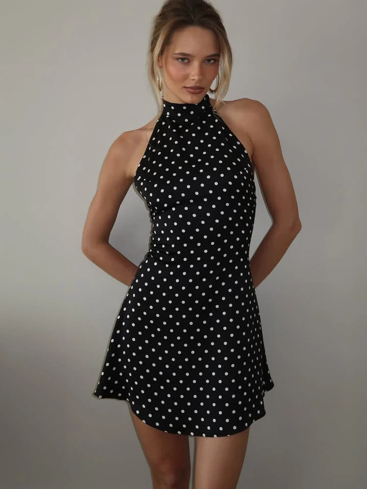 Polka Dot Halter Mini Dress