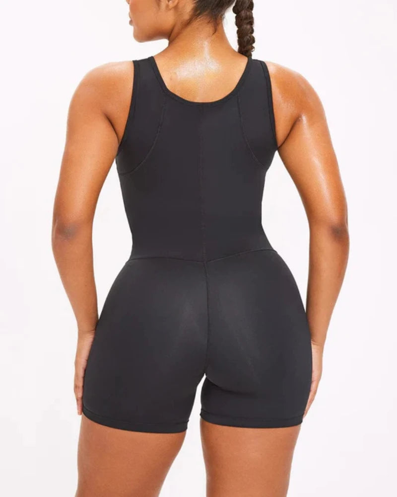 Black Slimming Bodysuit with Front Hooks
