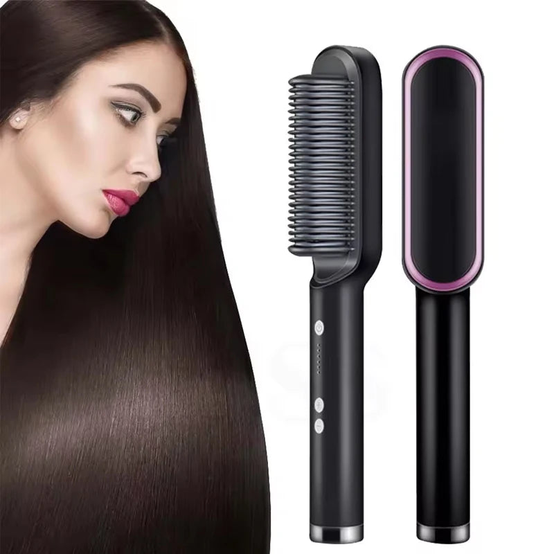 Professional Anti-Scald Hair & Beard Straightener Comb – Quick Heat, Safe Styling