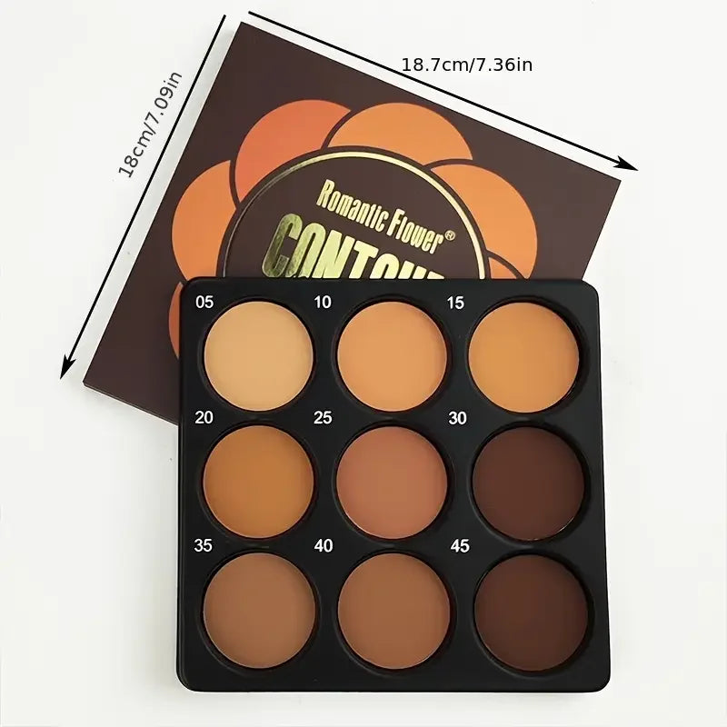 9-Color Dark Bronze Foundation & Contour Palette