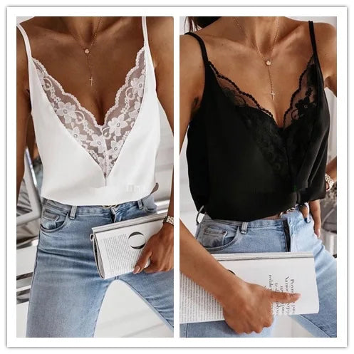 Summer V-Neck Lace Cami Top