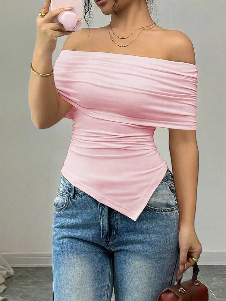 Women's Off-Shoulder Slash Neck Tee