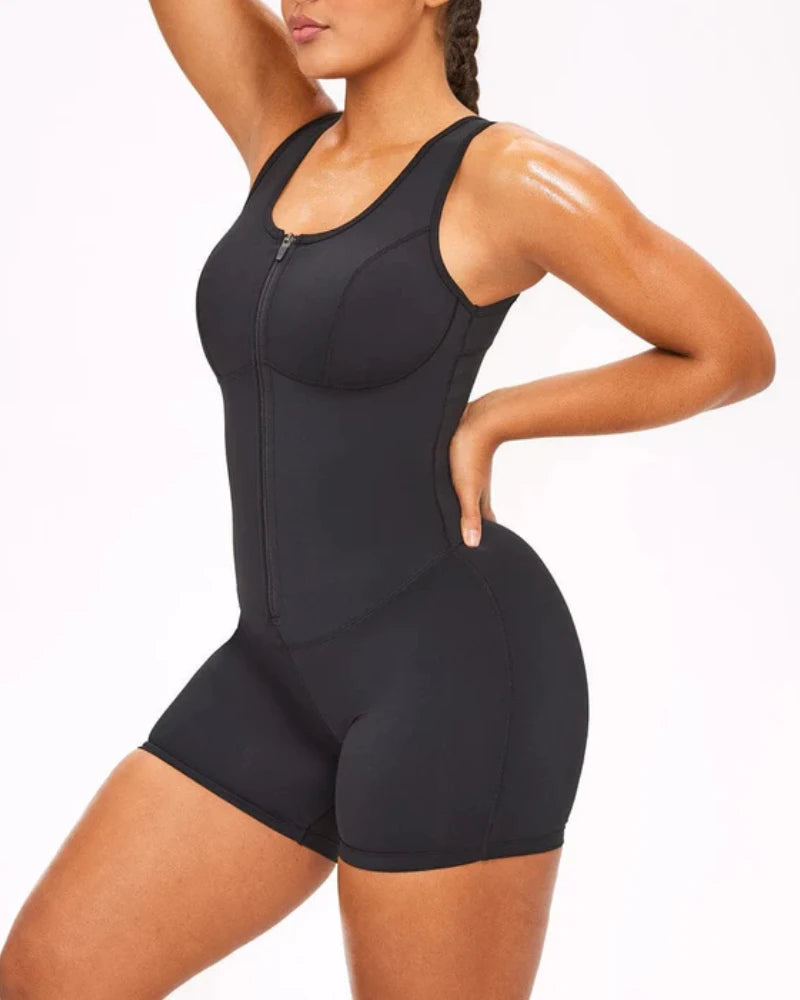 Black Slimming Bodysuit with Front Hooks