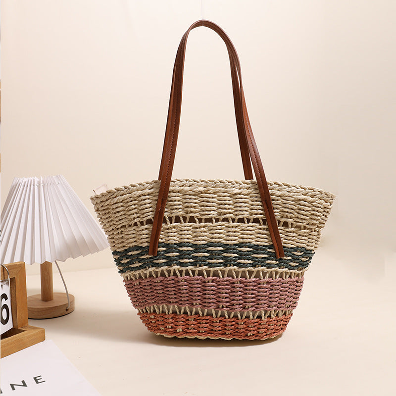 Three-Color Basket Green Pink Orange