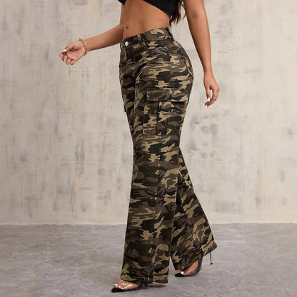 Women Clothing Camouflage Brand Straight Wide Leg Overalls