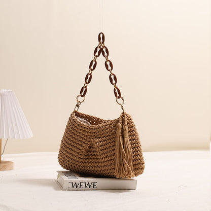 Boho Chic Woven Shoulder Bag