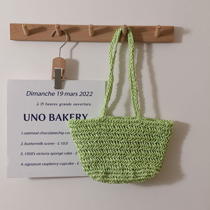 One-Shoulder Woven Straw Beach Bag