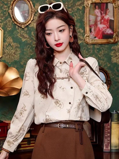 Retro Chinese-Style Long Sleeve Qipao Top