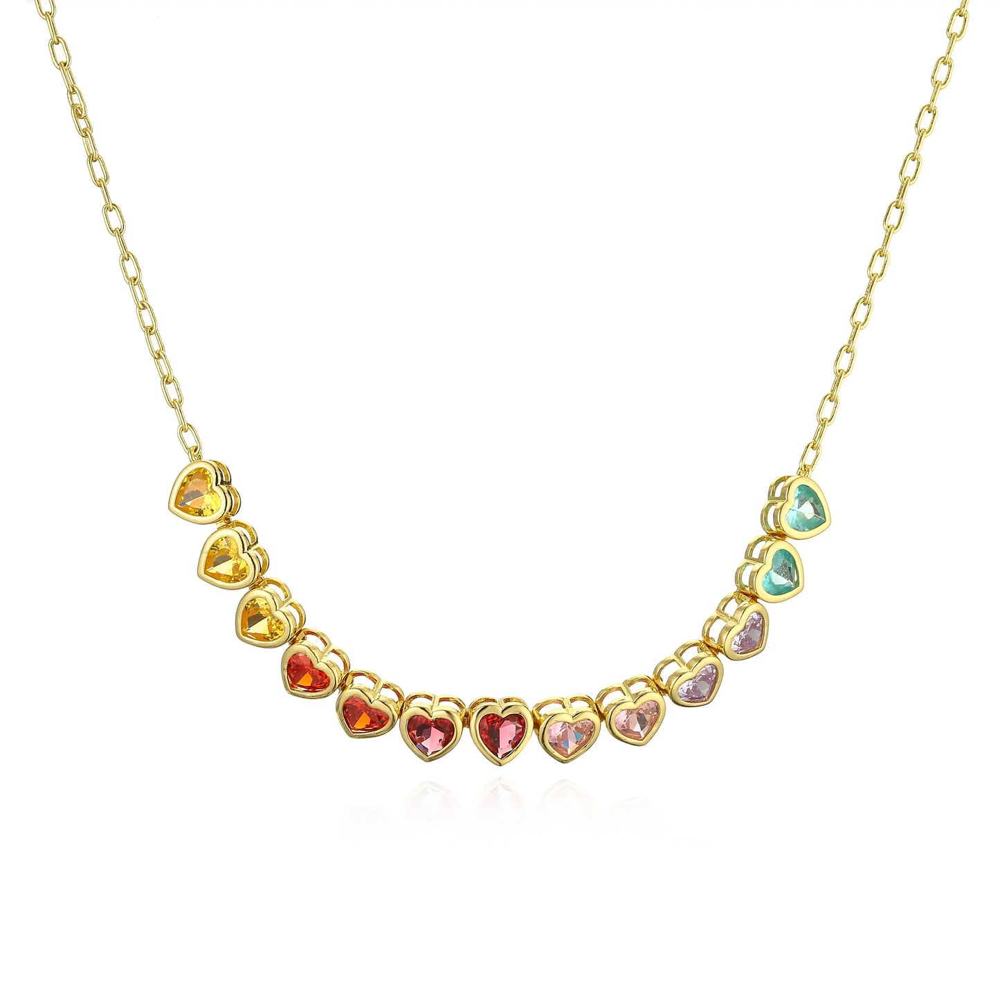 Rainbow Heart Jewelry Set Colorful Zircon Necklace
