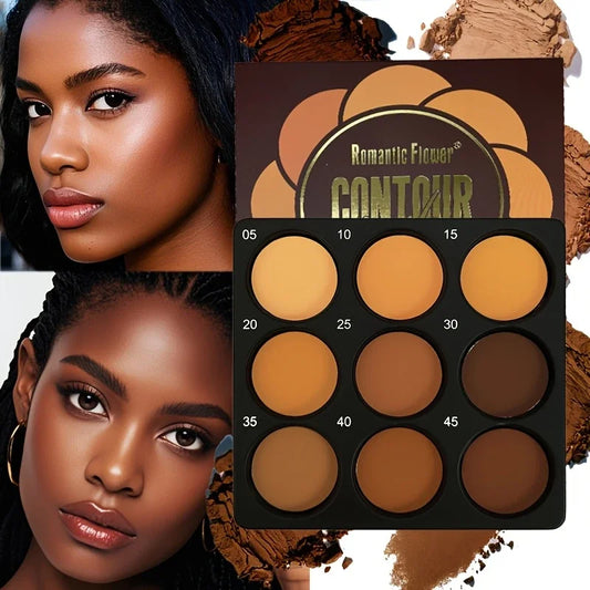 9-Color Dark Bronze Foundation & Contour Palette