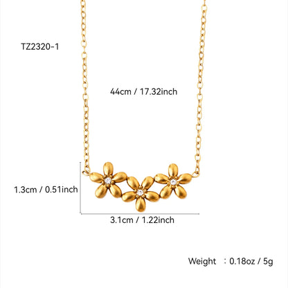 Romantic 18K Gold-Plated Stainless Steel Flower Jewelry Set