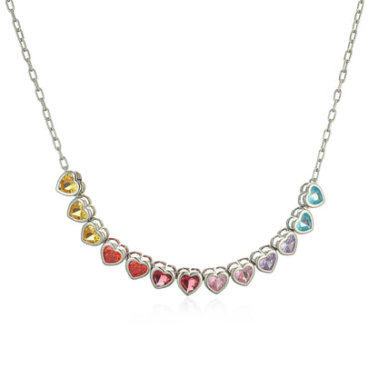 Rainbow Heart Jewelry Set Colorful Zircon Necklace