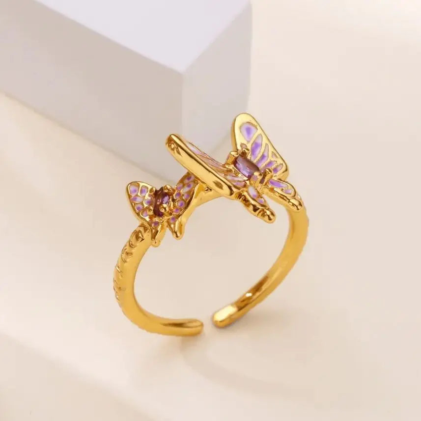 Zircon Butterfly Stainless Steel Ring