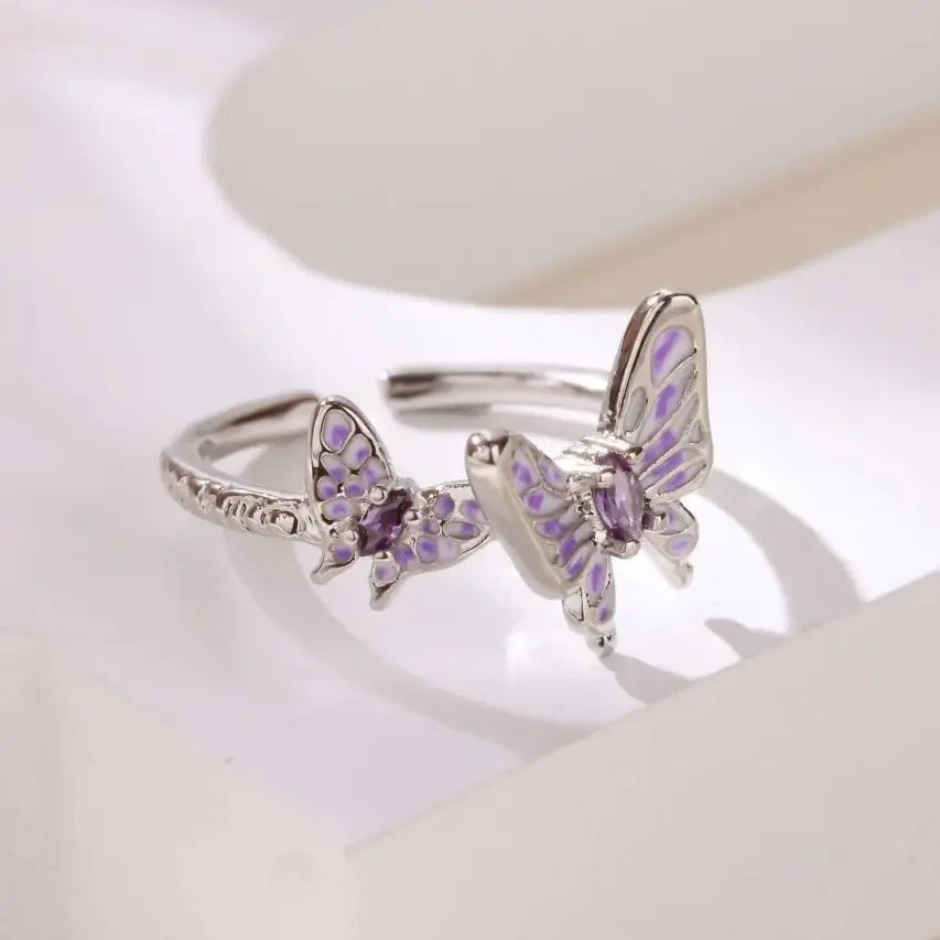 Zircon Butterfly Stainless Steel Ring