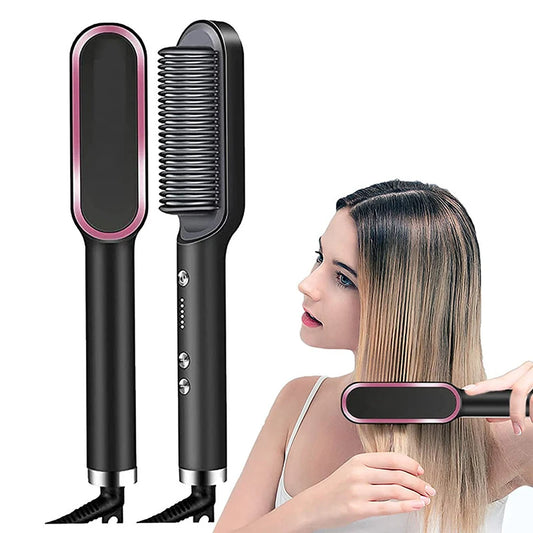 Professional Anti-Scald Hair & Beard Straightener Comb – Quick Heat, Safe Styling