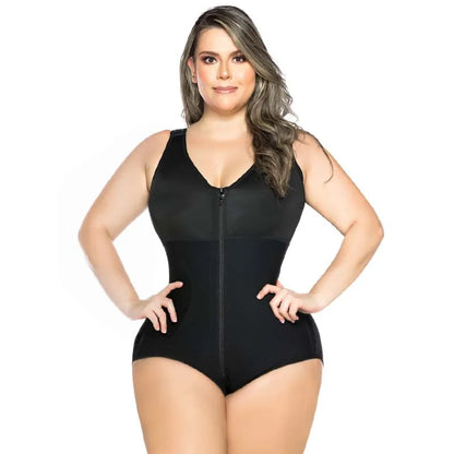 Black Slimming Bodysuit with Front Hooks