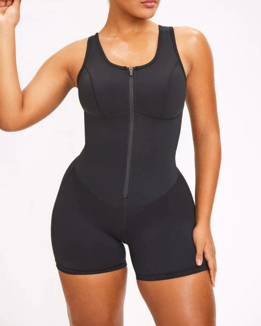 Black Slimming Bodysuit with Front Hooks