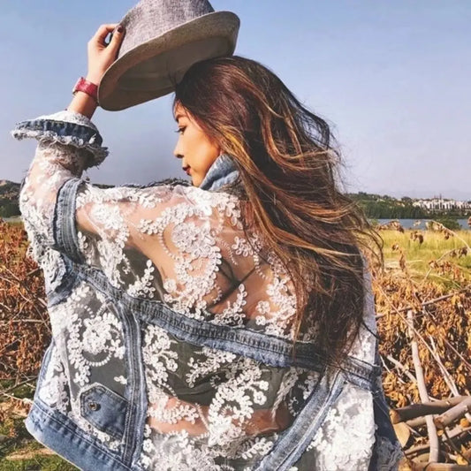Chic 3D Floral Embroidered Denim Jacket