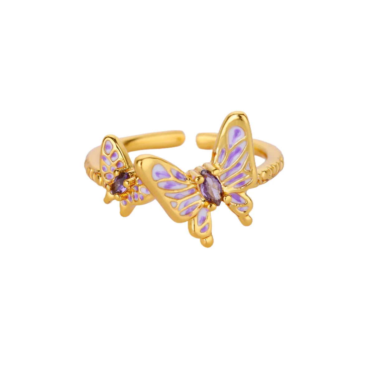 Zircon Butterfly Stainless Steel Ring