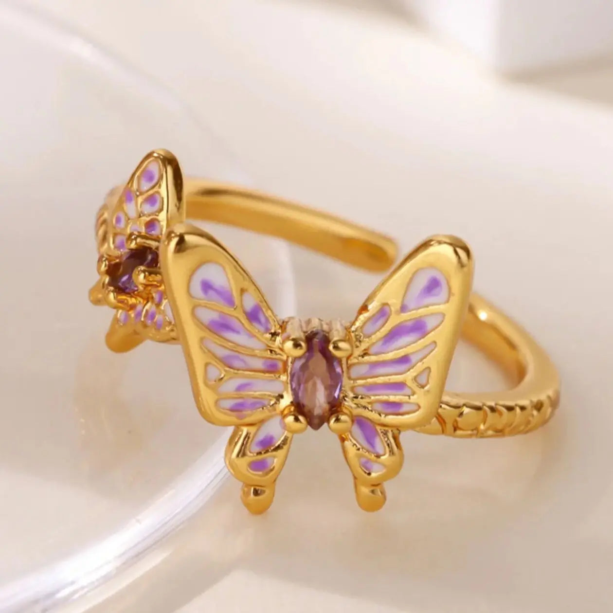 Zircon Butterfly Stainless Steel Ring