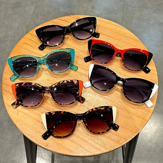 Glossy Red & Black Cat-Eye Sunglasses