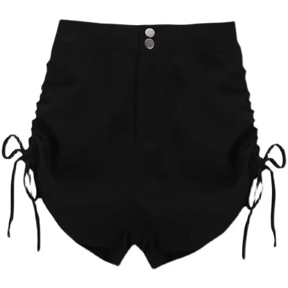 Petite High-Waisted Fleece-Lined Black Shorts