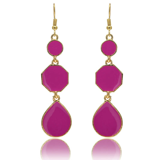 Moonstruck Emerald Fringe Tassel Earrings Pink